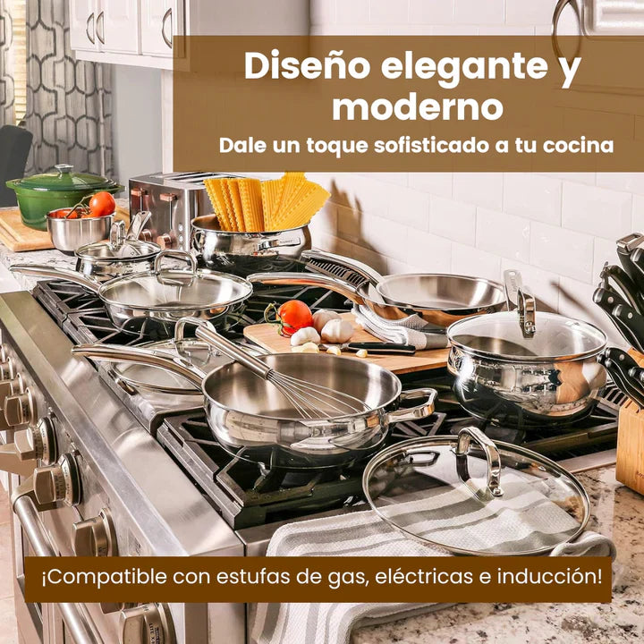 SteelChef®: Juego de 6 Utensilios de Acero Inoxidable