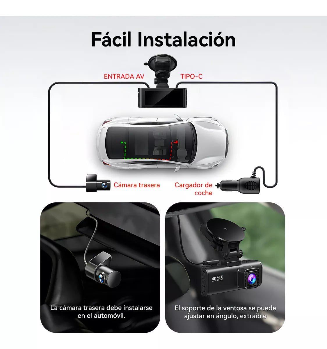 REDTIGER®:CAMARA FRONTAL Y TRASERA PARA CARRO